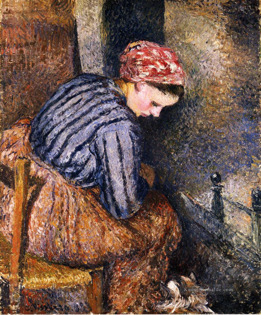 Bäuerin wärmte sich 1883 Camille Pissarro Ölgemälde